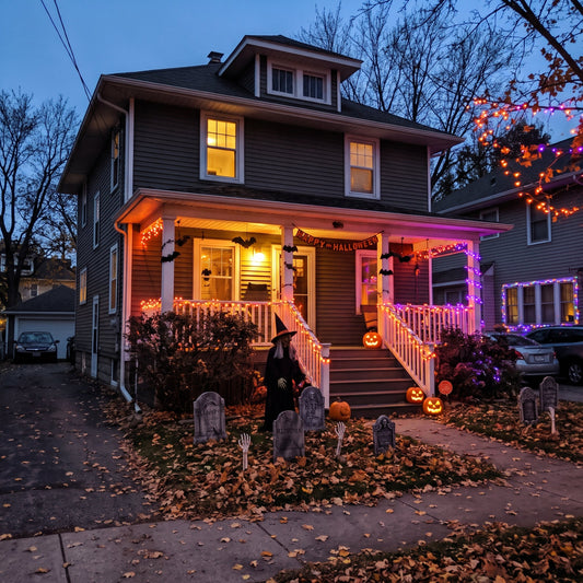 A house decorated for halloween